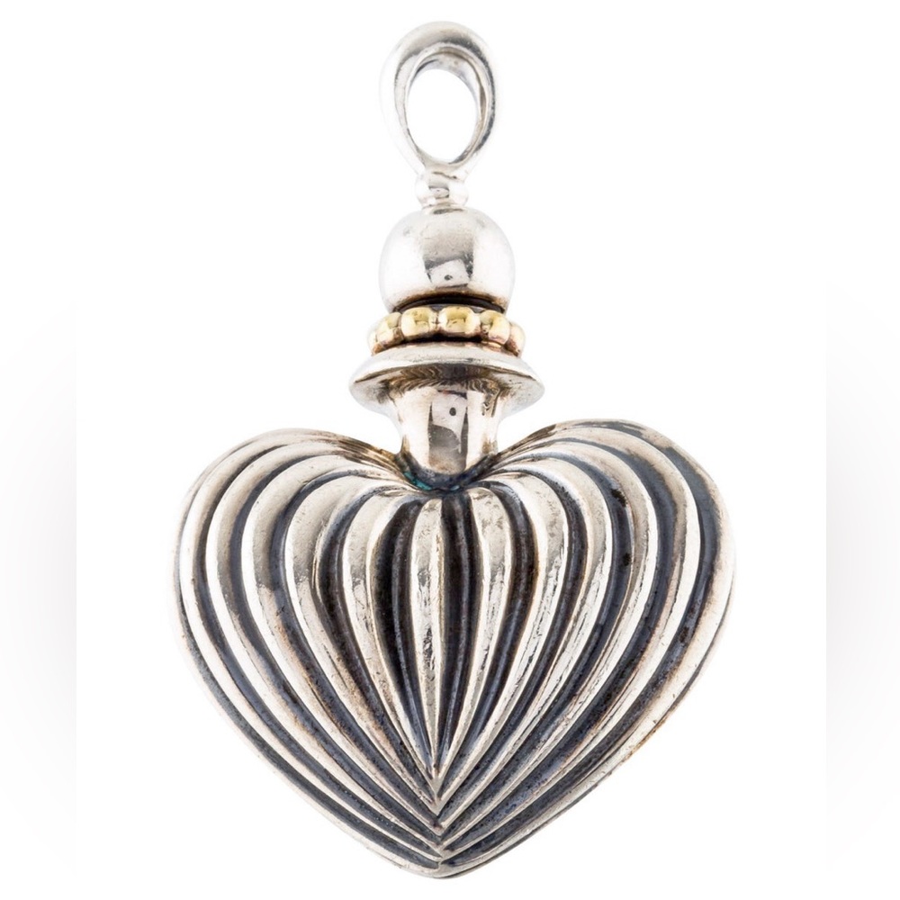 LAGOS Caviar 925 & 18k Gold Fluted Heart Perfume Bottle Necklace Pendant